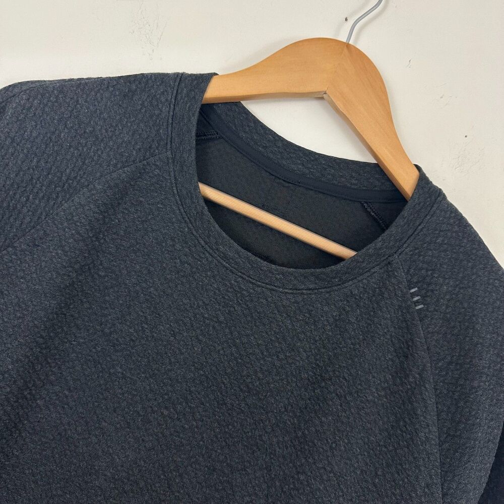 Lululemon At Ease Crew Sweatshirt Dark Gray Textured Double Knit Mens Medium